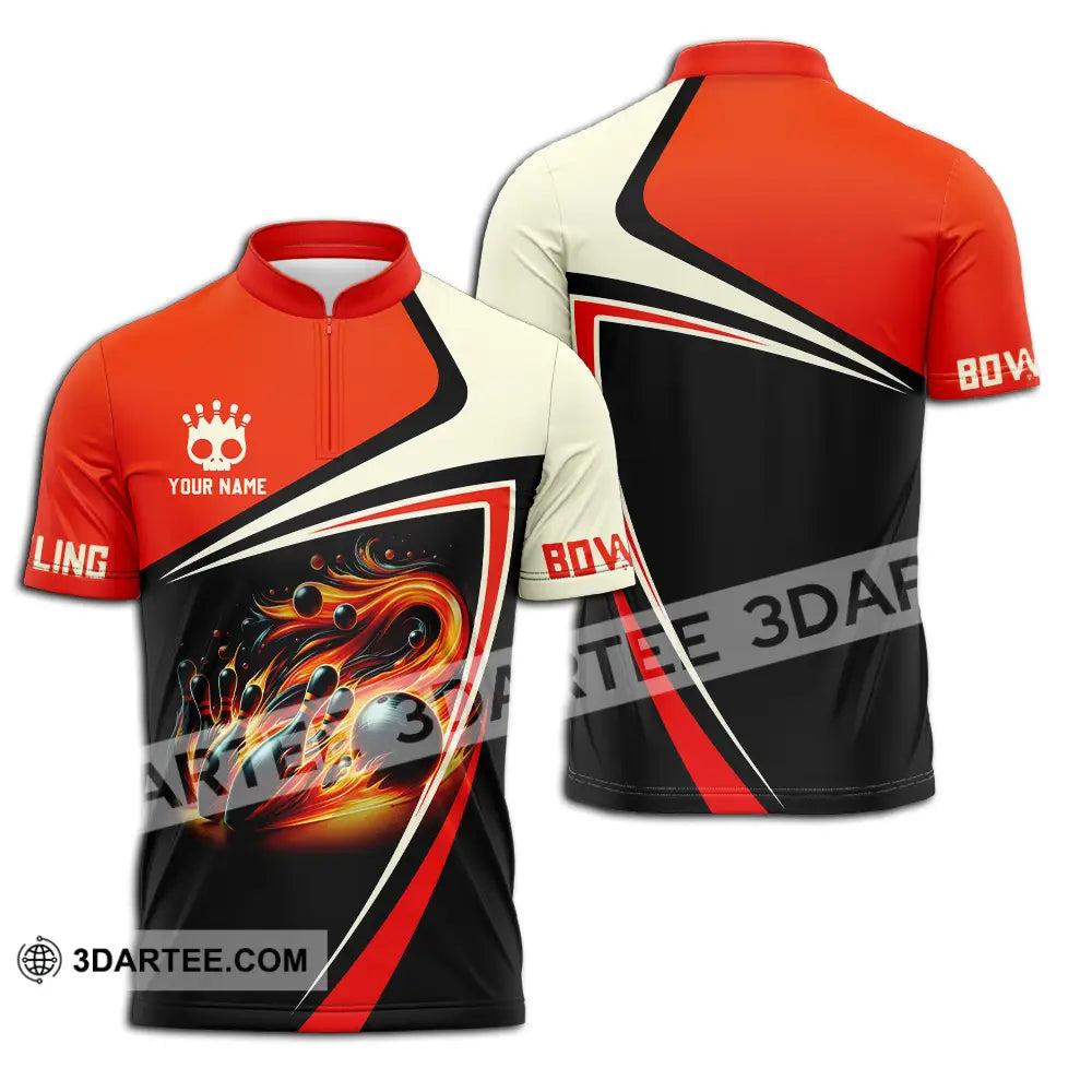 Unisex Shirt - Custom Text Shirt Bowling Shirt Zipper Polo Shirt / S T-shirt