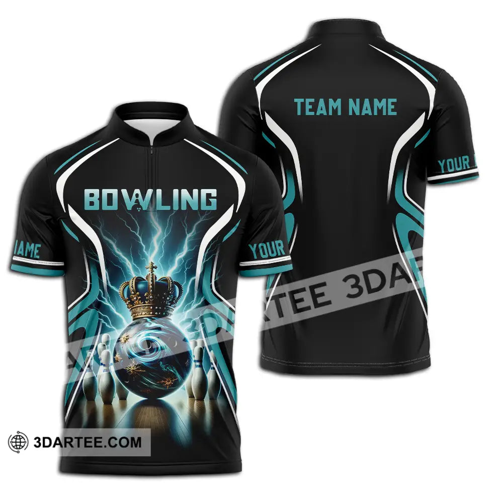 Unisex Shirt - Custom Text Shirt Bowling Shirt Zipper Polo Shirt / S T-shirt