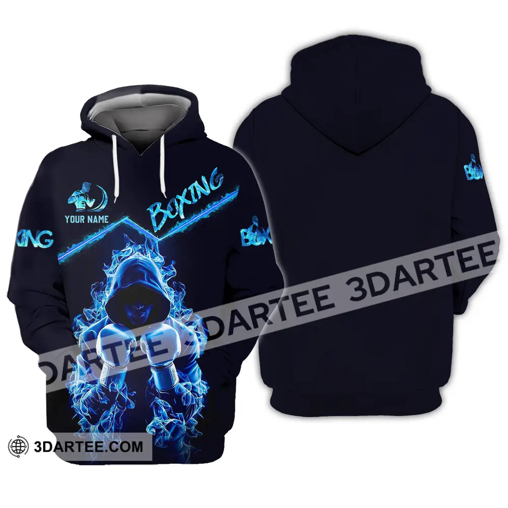Unisex Shirt - Custom Text Boxing Blue Hoodie / S T-Shirt