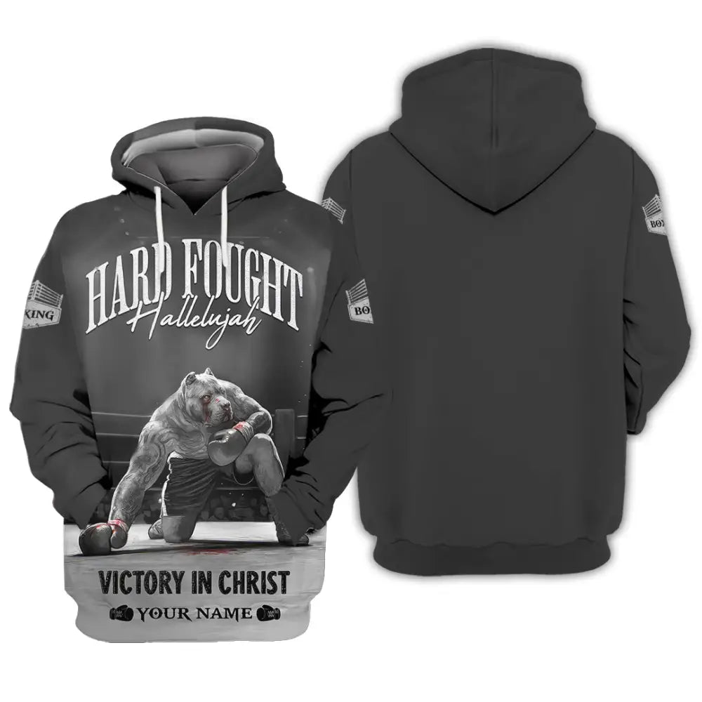 Unisex Shirt - Custom Text Shirt Boxing Hard Fought Hallelujah Hoodie / S T-shirt