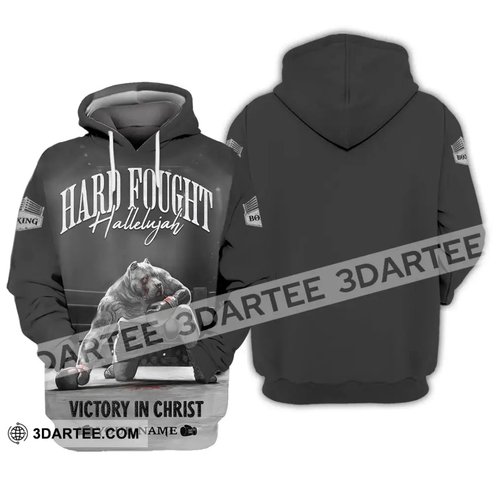 Unisex Shirt - Custom Text Shirt Boxing Hard Fought Hallelujah Hoodie / S T-shirt