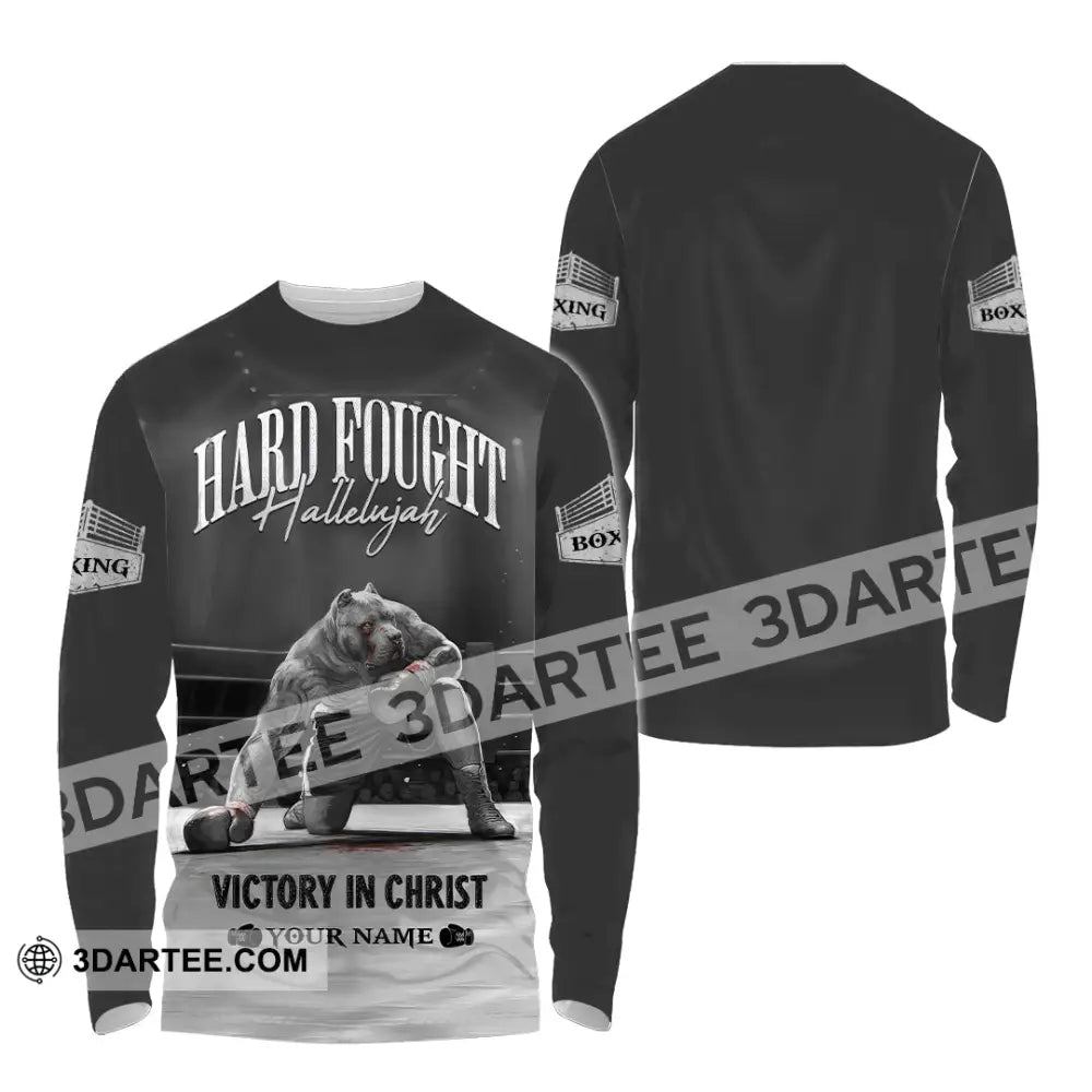 Unisex Shirt - Custom Text Shirt Boxing Hard Fought Hallelujah Long Sleeve Shirt / S T-shirt