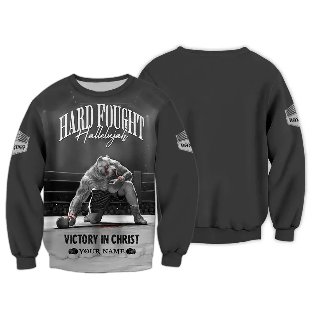 Unisex Shirt - Custom Text Shirt Boxing Hard Fought Hallelujah Long Sleeve / S T-shirt