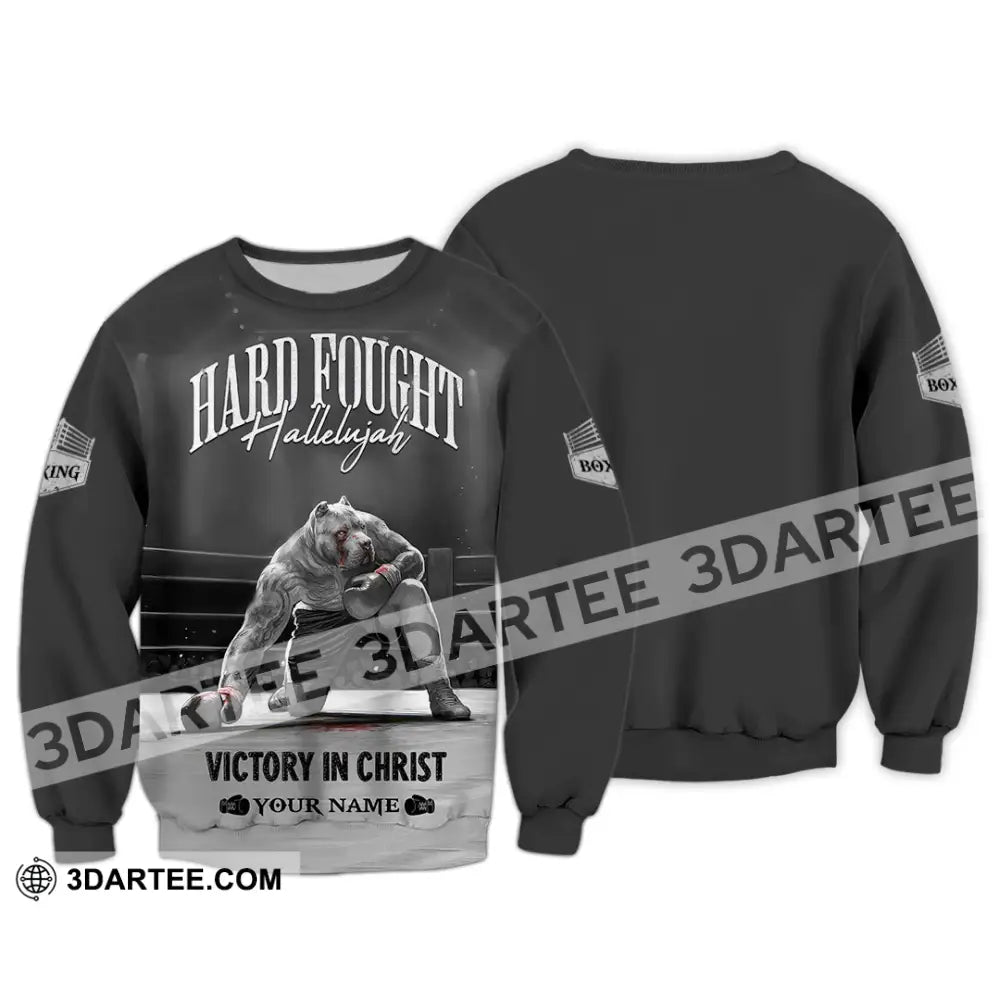 Unisex Shirt - Custom Text Shirt Boxing Hard Fought Hallelujah Long Sleeve / S T-shirt