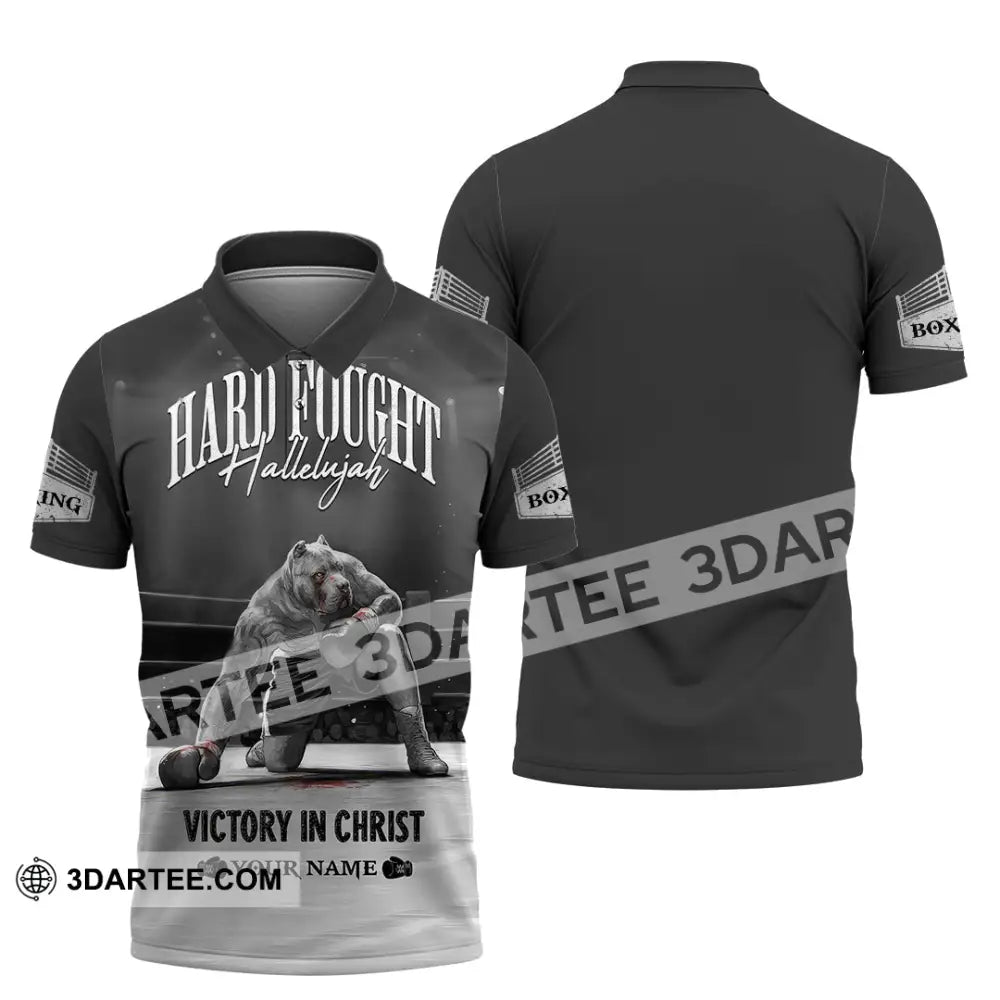 Unisex Shirt - Custom Text Shirt Boxing Hard Fought Hallelujah Polo Shirt / S T-shirt