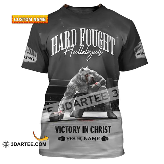 Unisex Shirt - Custom Text Shirt Boxing Hard Fought Hallelujah T-shirt
