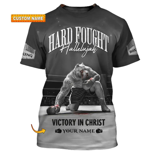 Unisex Shirt - Custom Text Shirt Boxing Hard Fought Hallelujah T-shirt