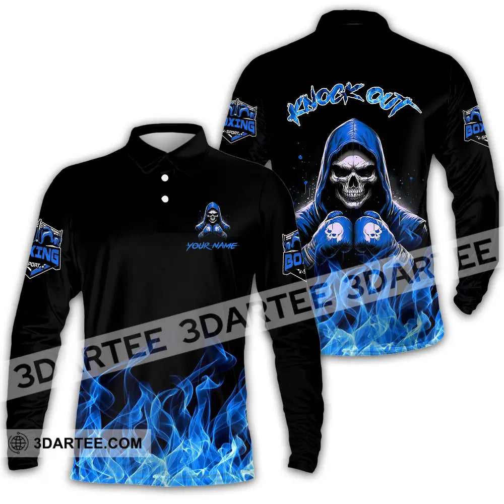 Unisex Shirt - Custom Text Shirt Boxing Knock Out Shirt Long Sleeve Polo / S T-shirt