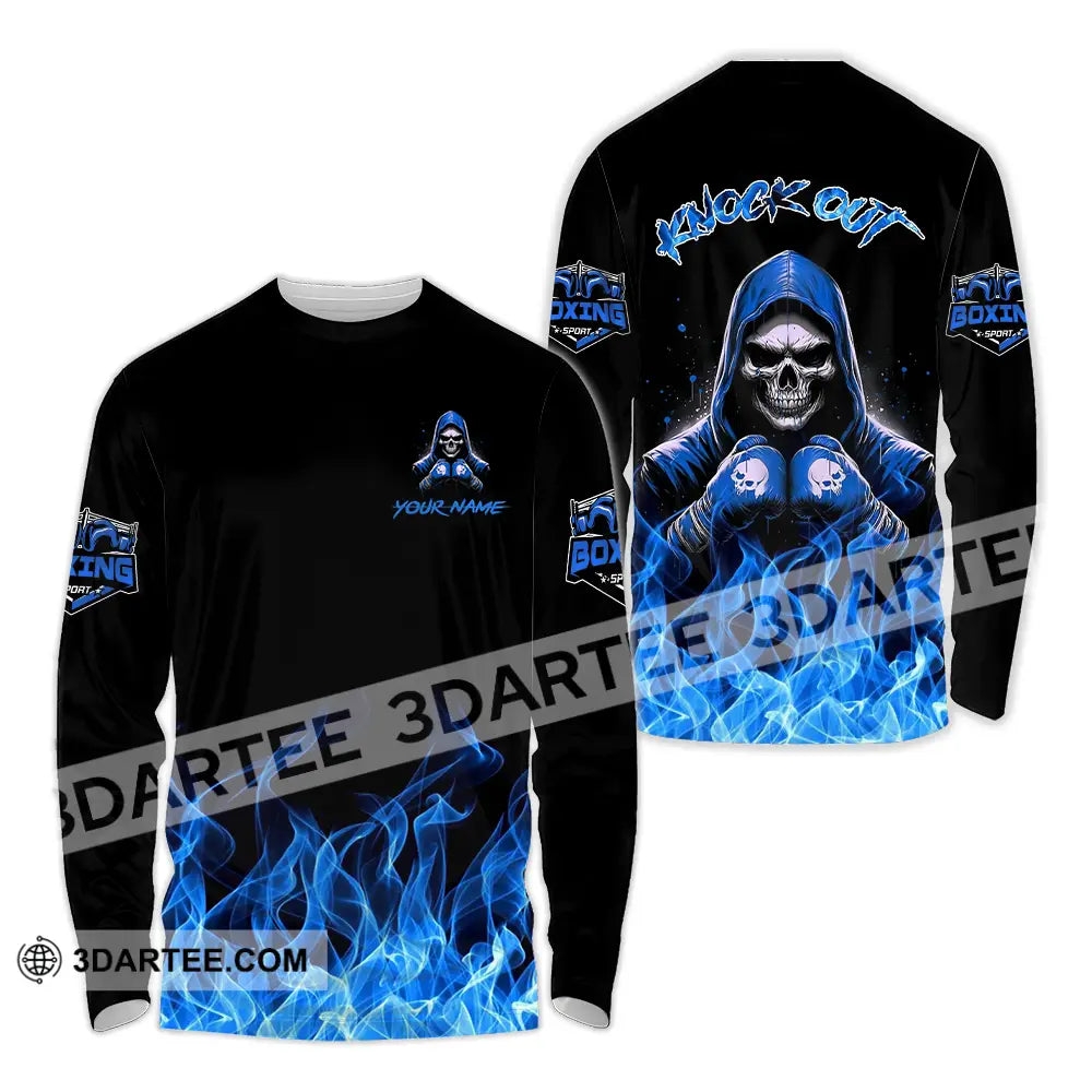 Unisex Shirt - Custom Text Shirt Boxing Knock Out Shirt Long Sleeve Shirt / S T-shirt