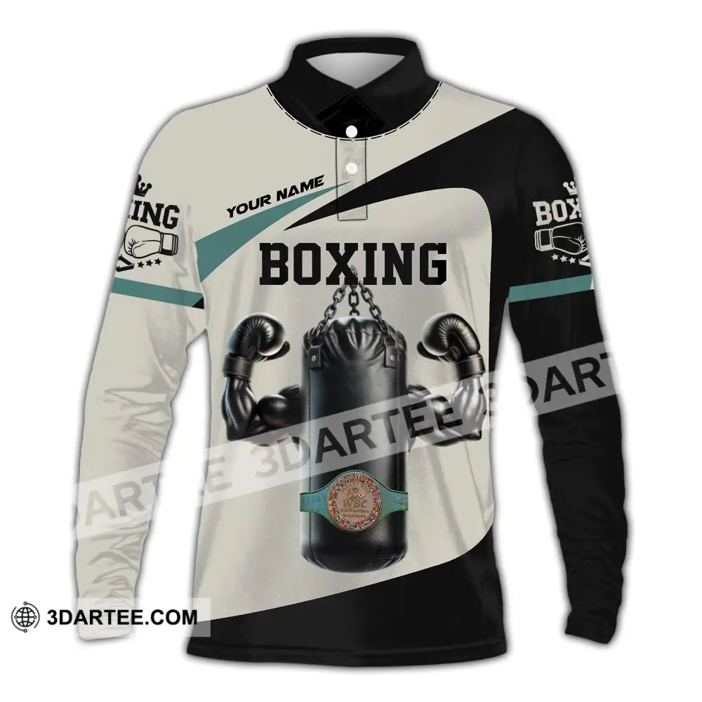 Unisex Shirt - Custom Text Boxing Long Sleeve Polo / S T-Shirt