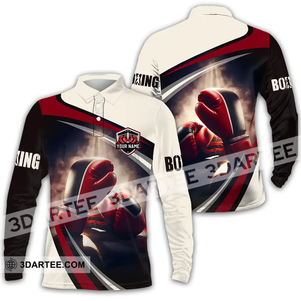 Unisex Shirt - Custom Text Boxing Long Sleeve Polo / S T-Shirt
