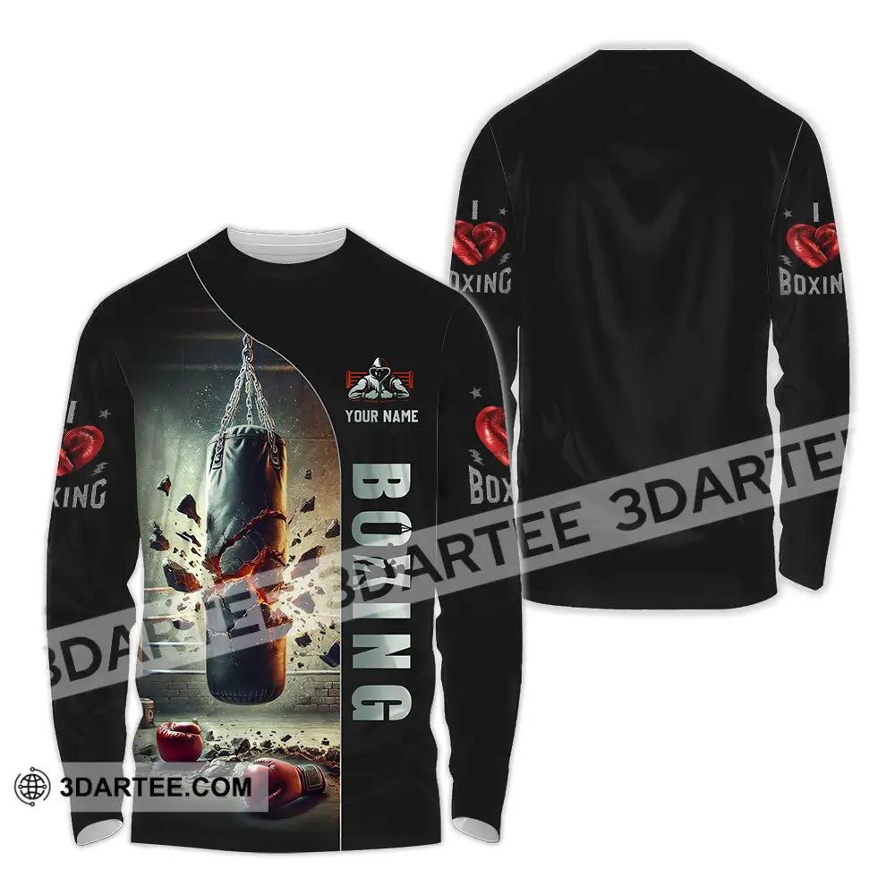 Unisex Shirt - Custom Text Boxing Long Sleeve / S T-Shirt