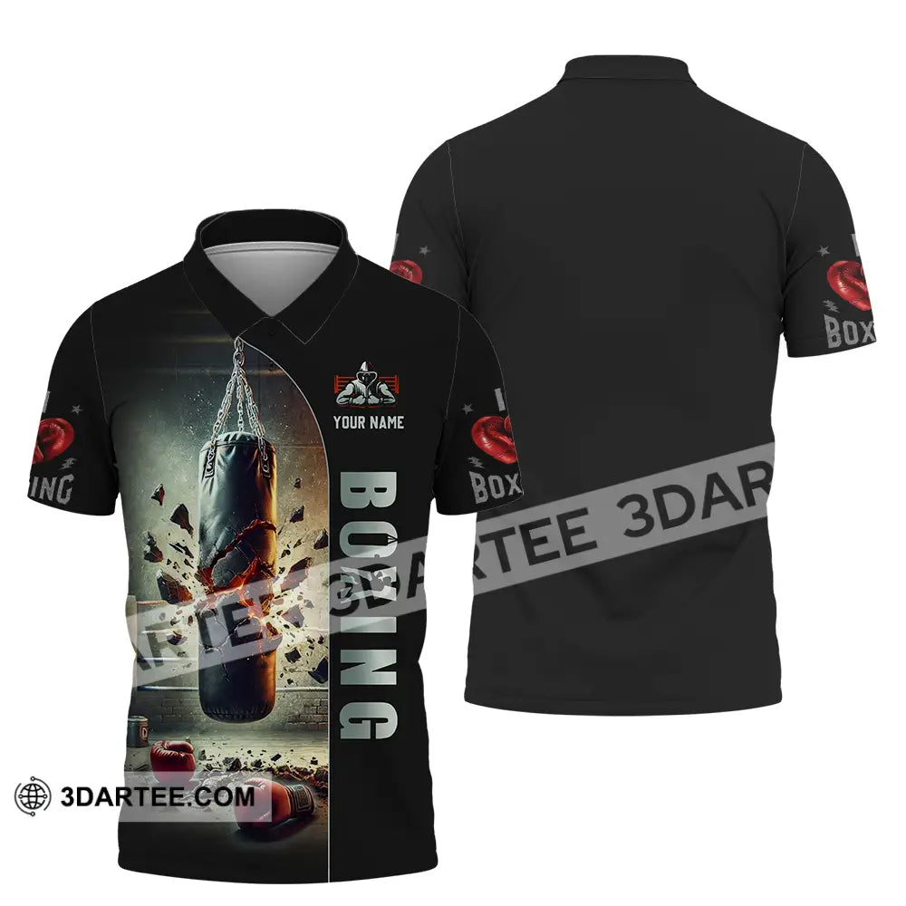 Unisex Shirt - Custom Text Boxing Polo / S T-Shirt