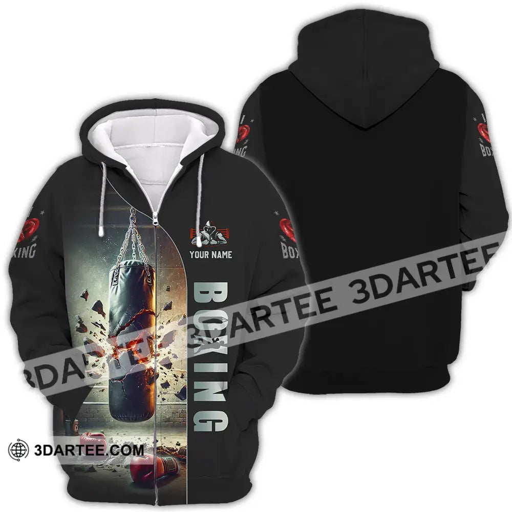 Unisex Shirt - Custom Text Boxing Zipper Hoodie / S T-Shirt