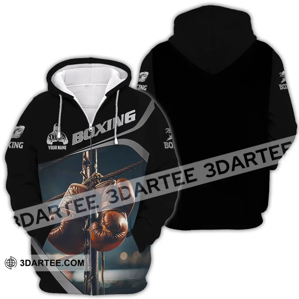Unisex Shirt - Custom Text Boxing Zipper Hoodie / S T-Shirt