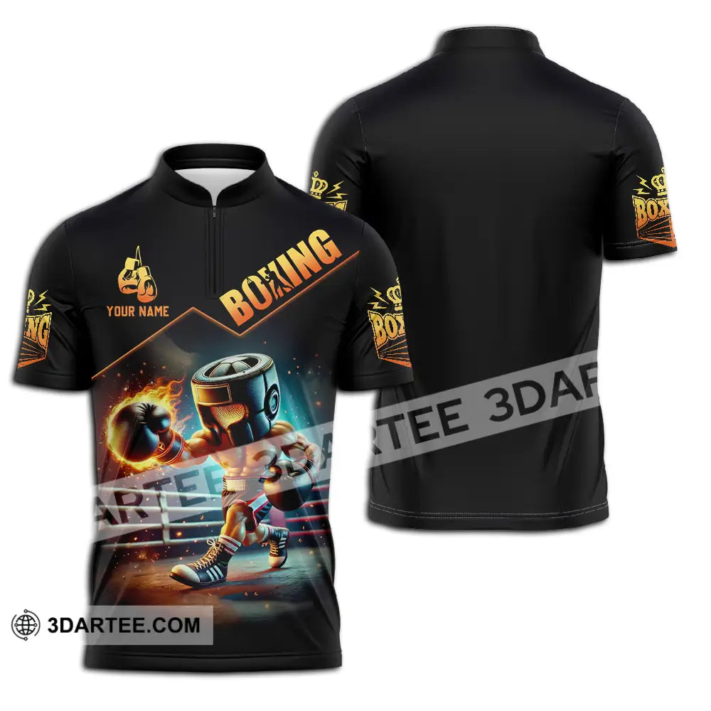Unisex Shirt - Custom Text Boxing Zipper Polo / S T-Shirt