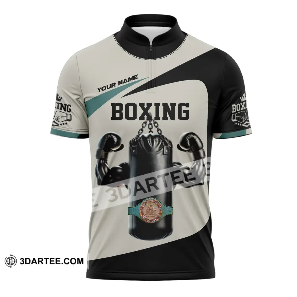 Unisex Shirt - Custom Text Boxing Zipper Polo / S T-Shirt