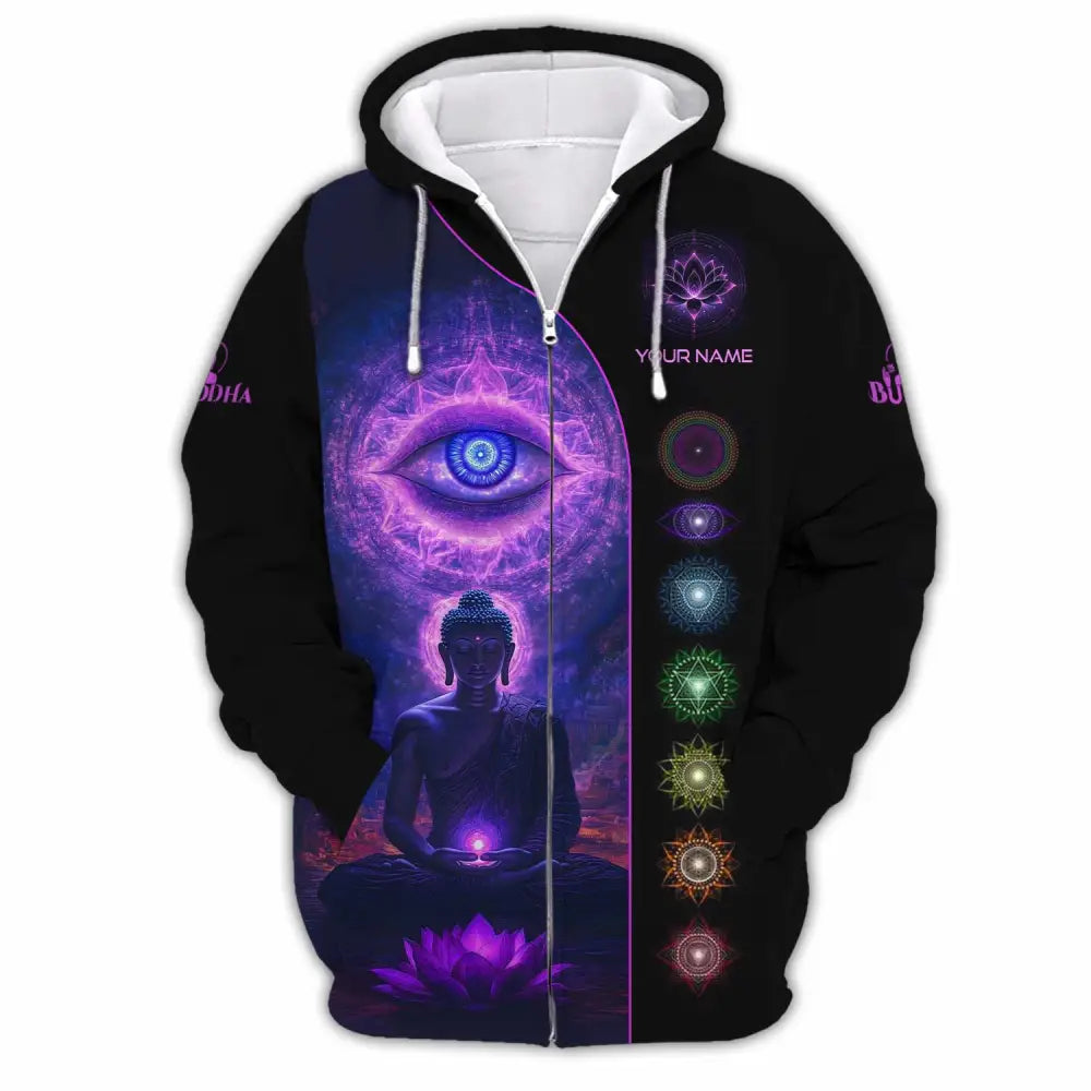 Unisex Shirt - Custom Text Shirt Buddha Zipper Hoodie / S T-shirt