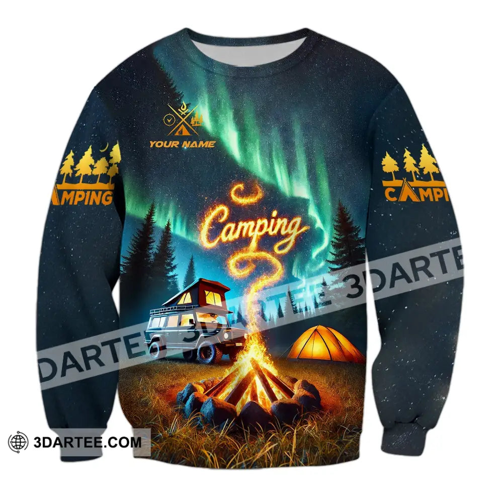 Unisex Shirt - Custom Text Camping Long Sleeve / S T-Shirt