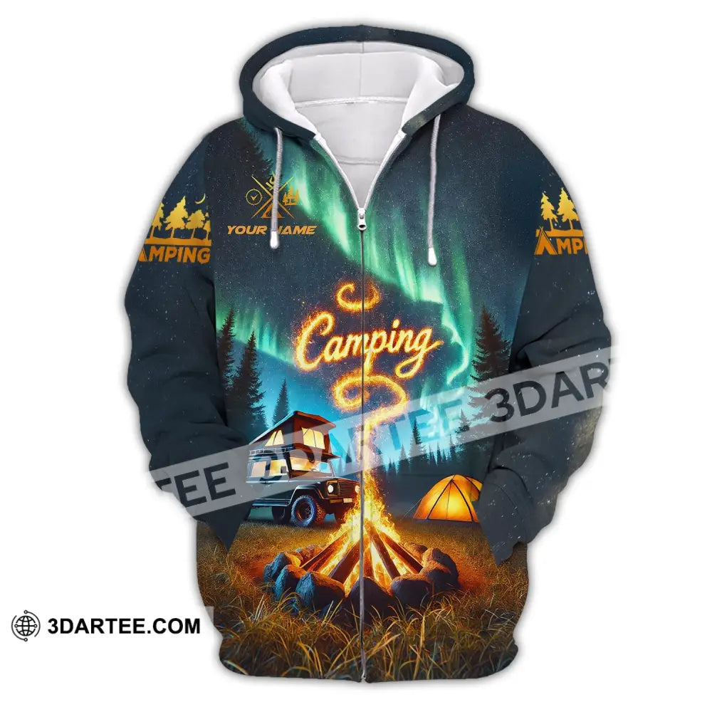 Unisex Shirt - Custom Text Camping Zipper Hoodie / S T-Shirt