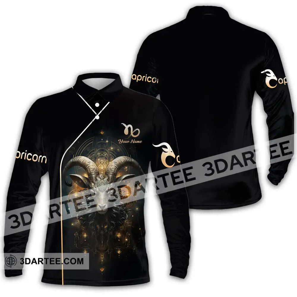 Unisex Shirt - Custom Text Capricorn Long Sleeve Polo / S T-Shirt
