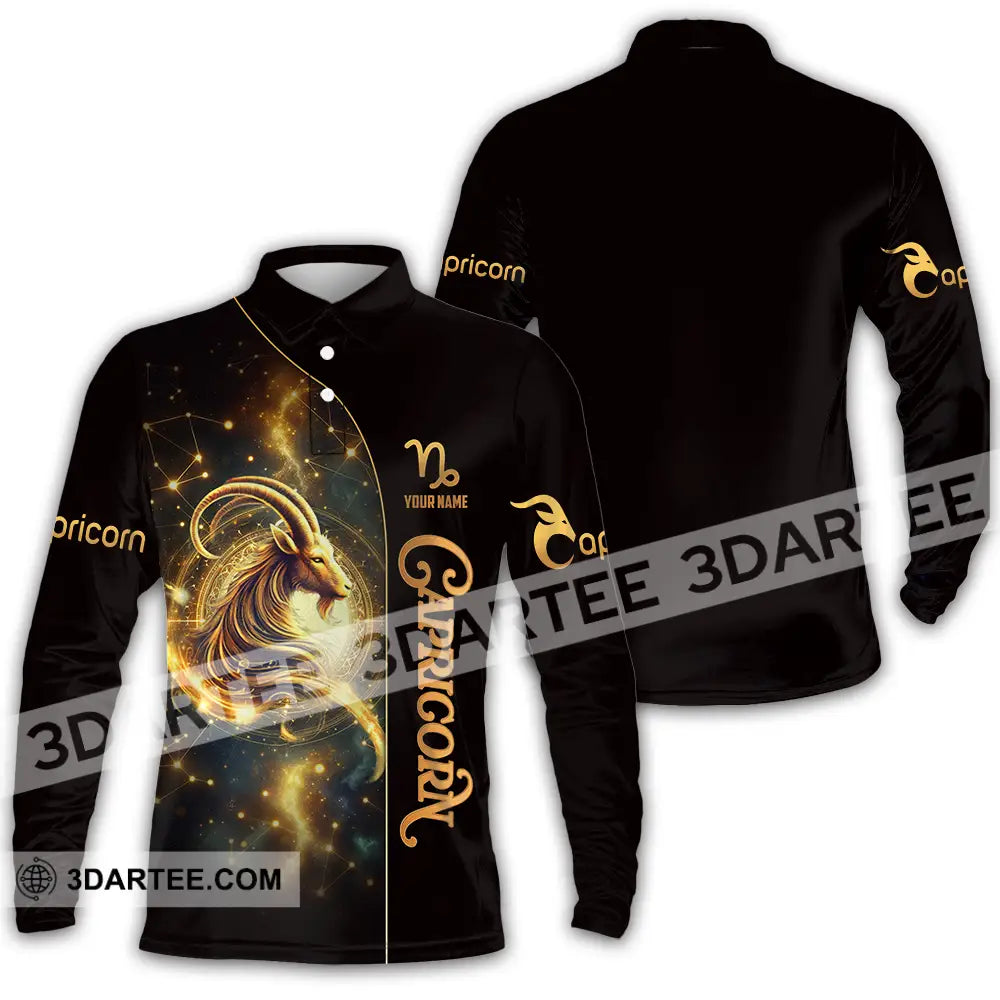 Unisex Shirt - Custom Text Capricorn Long Sleeve Polo / S T-Shirt