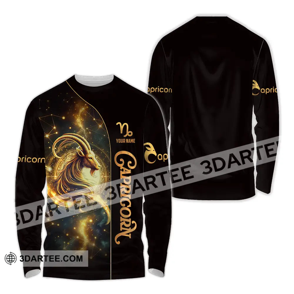 Unisex Shirt - Custom Text Capricorn Long Sleeve / S T-Shirt