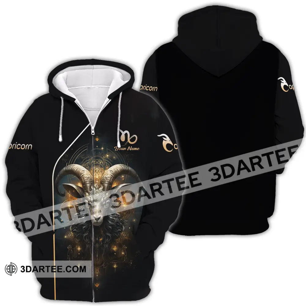 Unisex Shirt - Custom Text Capricorn Zipper Hoodie / S T-Shirt