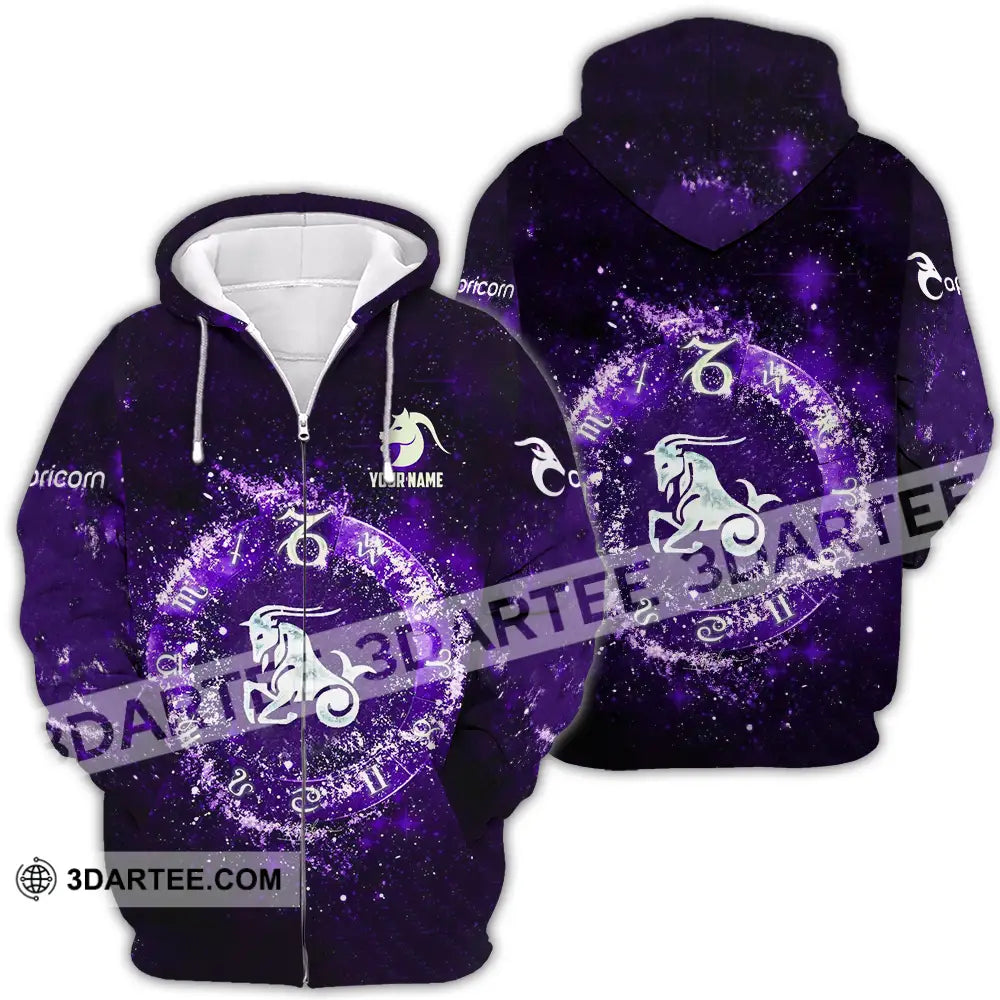 Unisex Shirt - Custom Text Capricorn Zipper Hoodie / S T-Shirt