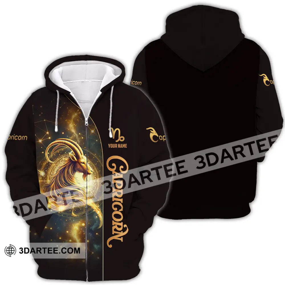 Unisex Shirt - Custom Text Capricorn Zipper Hoodie / S T-Shirt