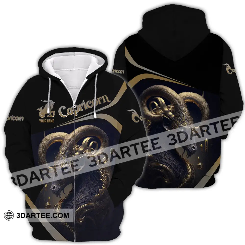 Unisex Shirt - Custom Text Capricorn Zipper Hoodie / S T-Shirt