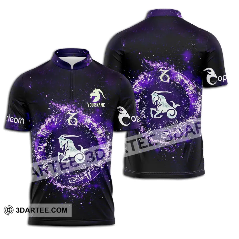Unisex Shirt - Custom Text Capricorn Zipper Polo / S T-Shirt