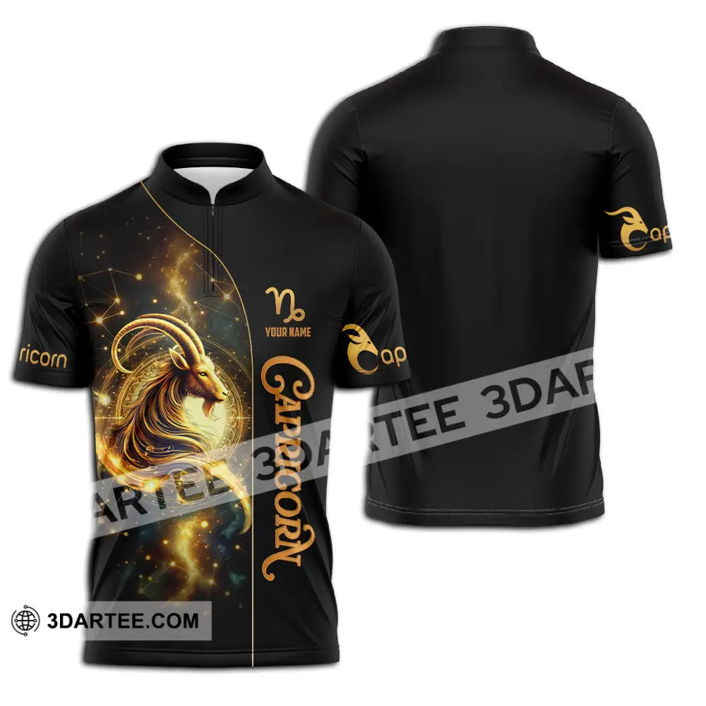 Unisex Shirt - Custom Text Capricorn Zipper Polo / S T-Shirt