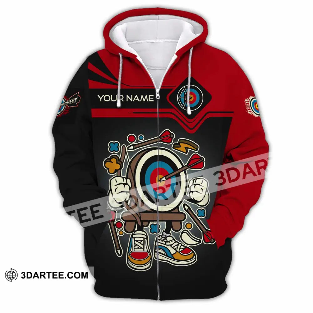 Unisex Shirt - Custom Text Shirt Cartoon Archery Zipper Hoodie / S T-shirt