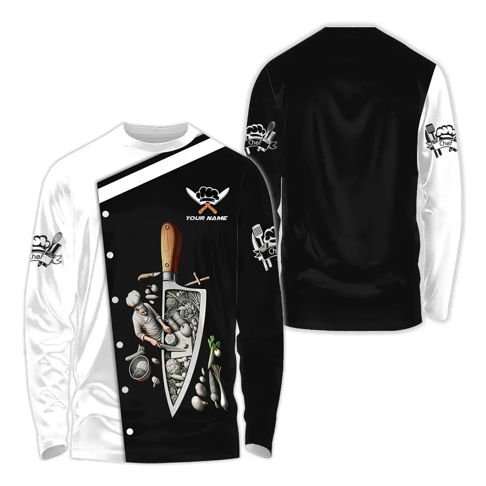 Unisex Shirt - Custom Text Chef Shirt Long Sleeve Shirt / S T-shirt
