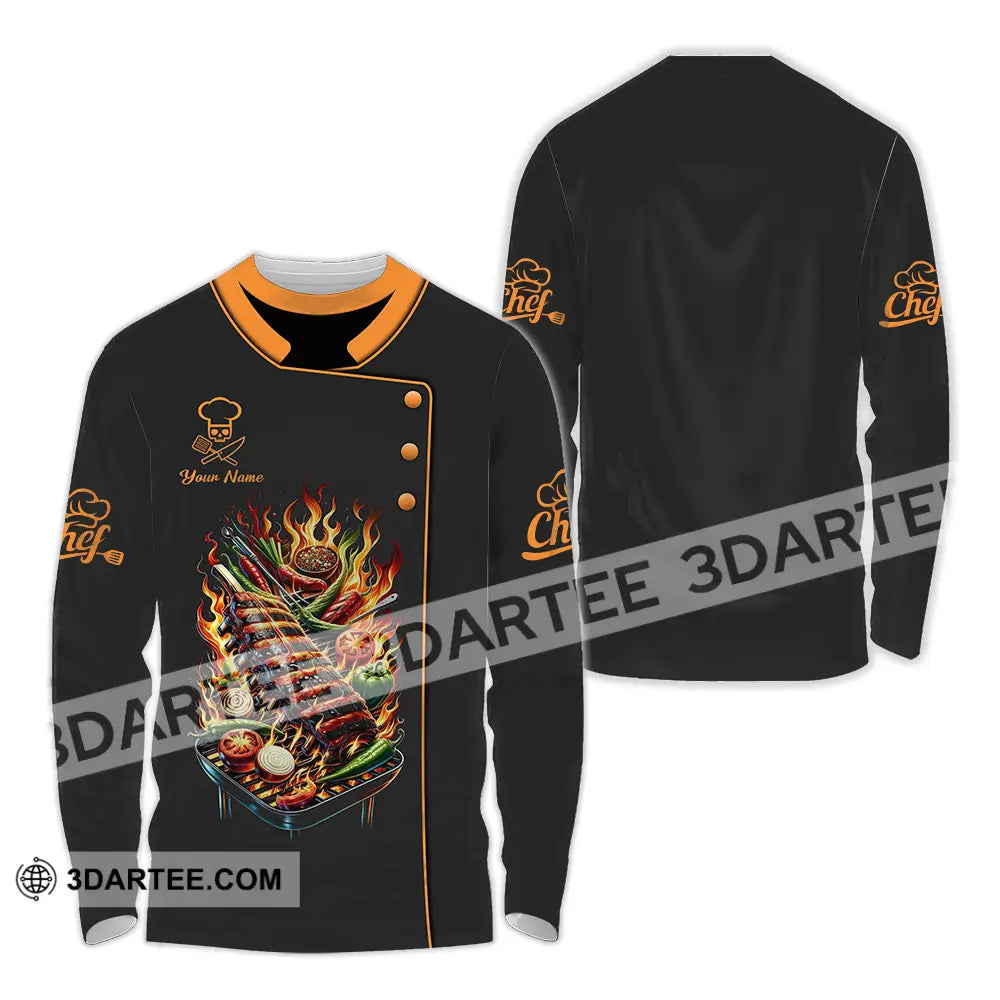 Unisex Shirt - Custom Text Chef Long Sleeve / S T-Shirt
