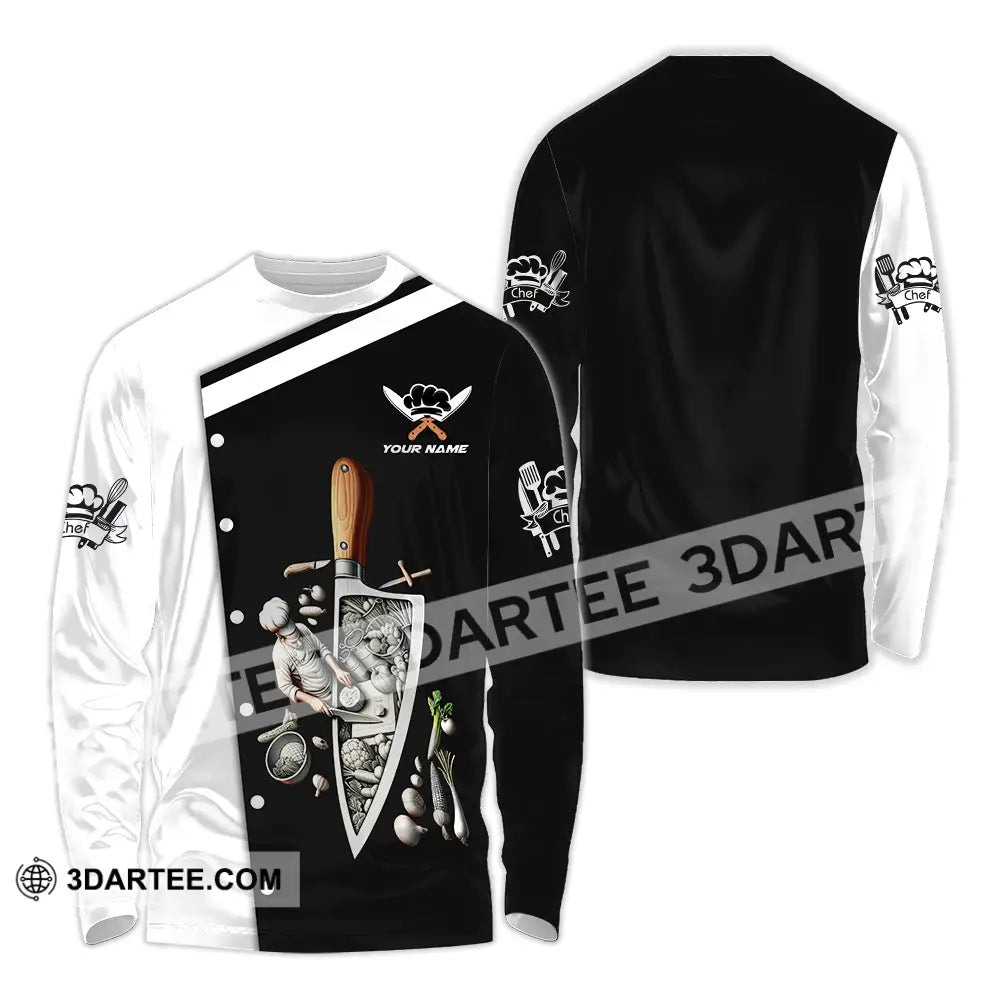 Unisex Shirt - Custom Text Chef Shirt Long Sleeve Shirt / S T-shirt