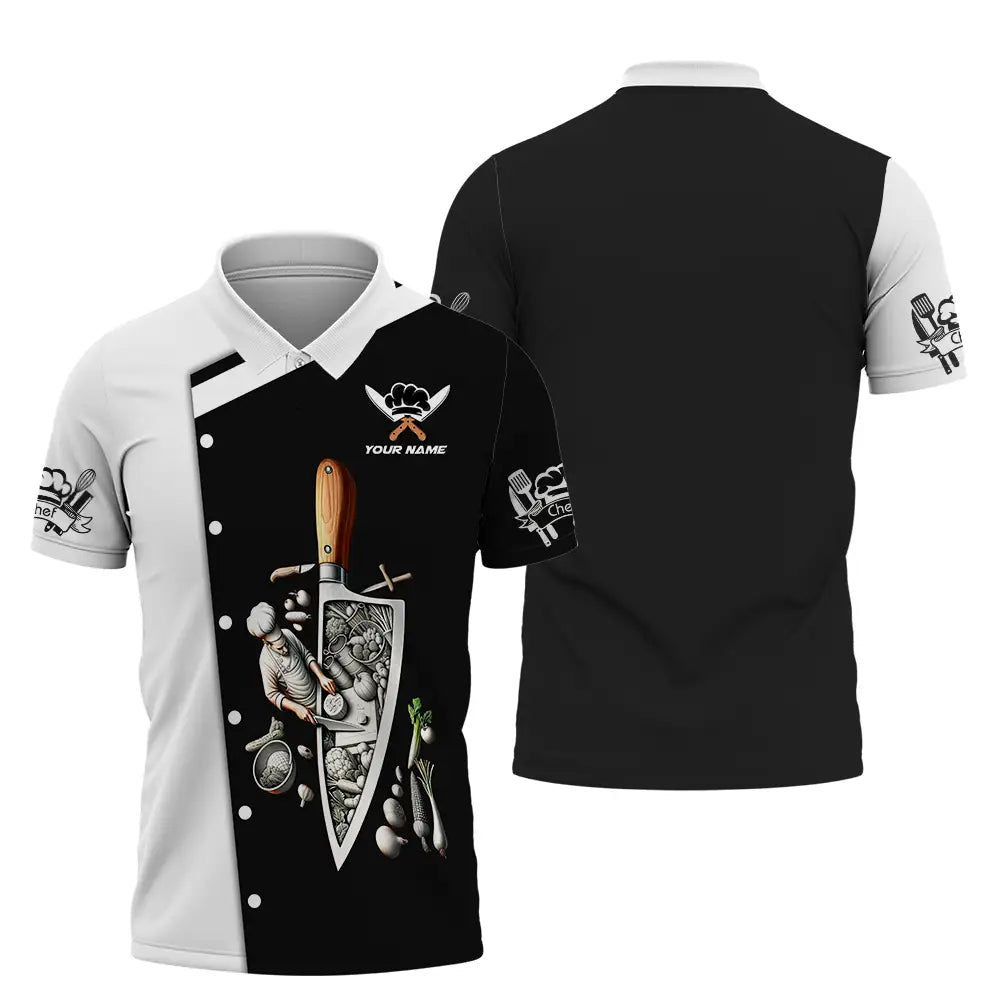 Unisex Shirt - Custom Text Chef Shirt Polo Shirt / S T-shirt