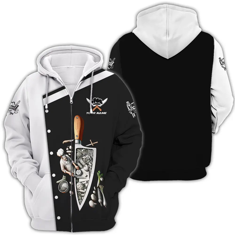 Unisex Shirt - Custom Text Chef Shirt Zipper Hoodie / S T-shirt