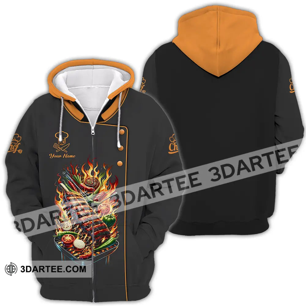 Unisex Shirt - Custom Text Chef Zipper Hoodie / S T-Shirt