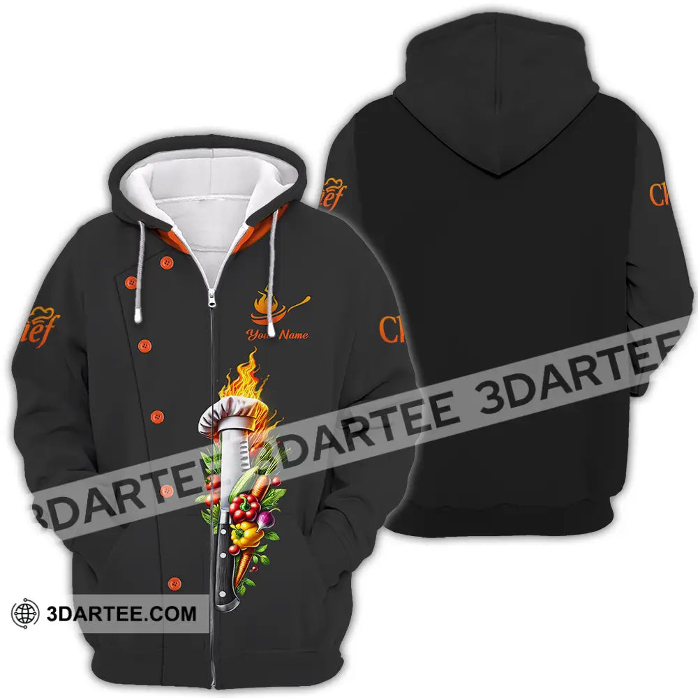 Unisex Shirt - Custom Text Chef Zipper Hoodie / S T-Shirt
