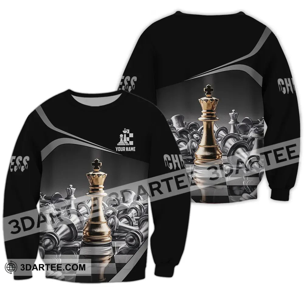 Unisex Shirt - Custom Text Chess Long Sleeve / S T-Shirt