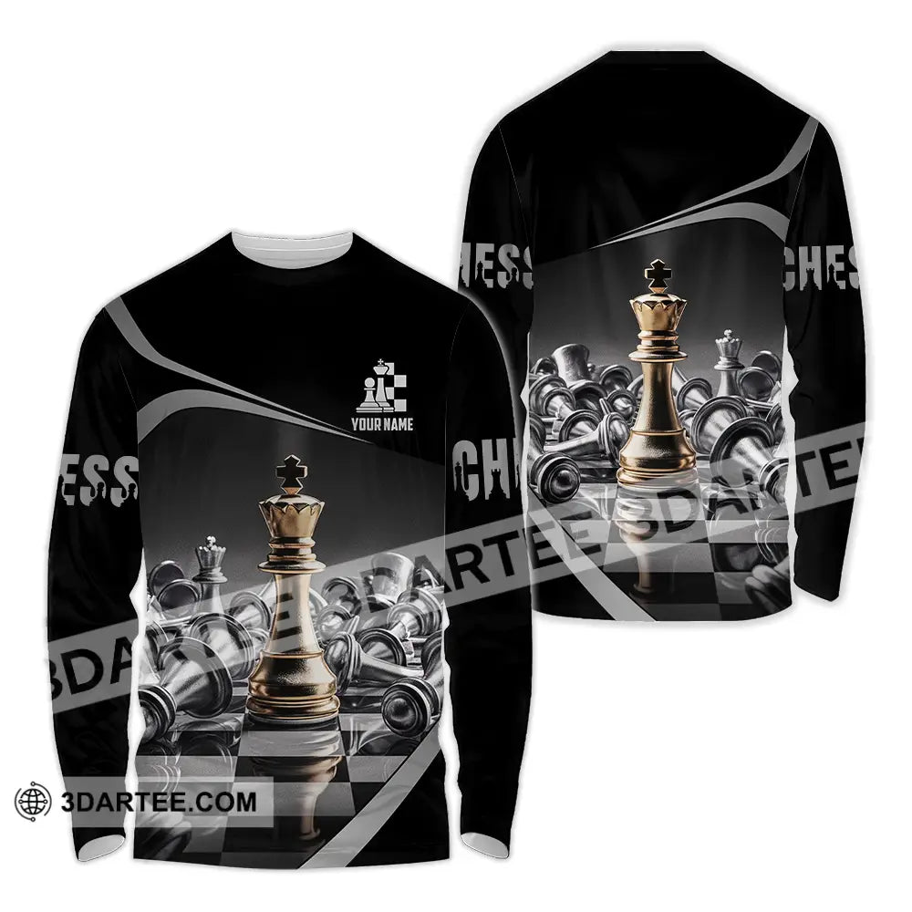 Unisex Shirt - Custom Text Chess Long Sleeve / S T-Shirt