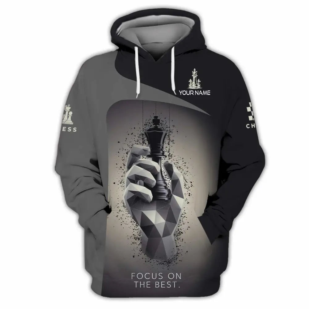 Unisex Shirt - Custom Text Chess Player Shirt Focus On The Best Hoodie / S T-shirt