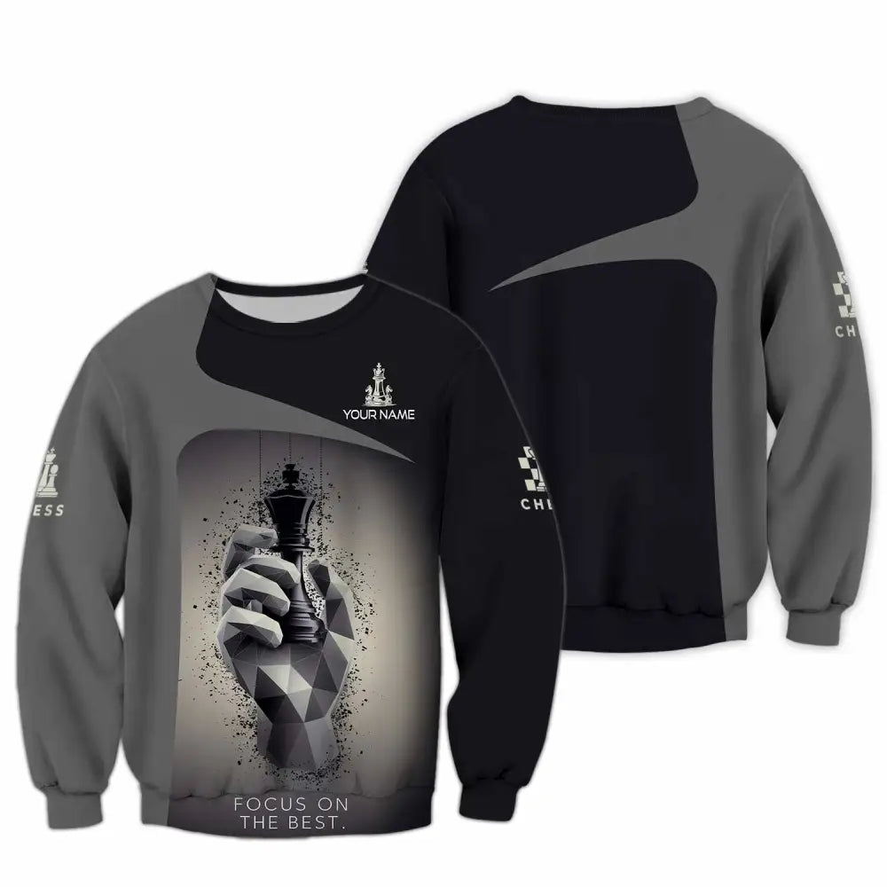Unisex Shirt - Custom Text Chess Player Shirt Focus On The Best Long Sleeve / S T-shirt
