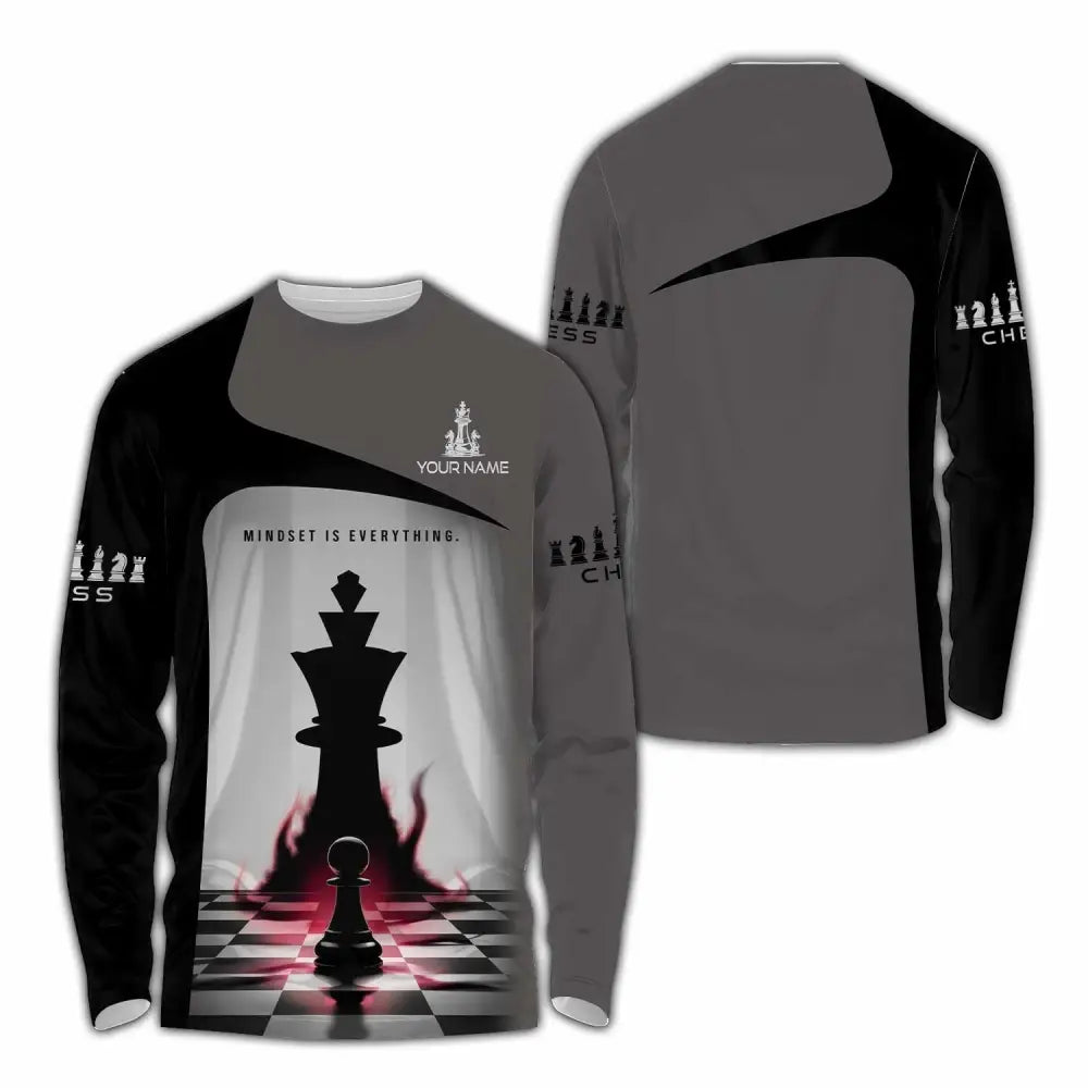 Unisex Shirt - Custom Text Chess Player Shirt Mindset Is Everything Long Sleeve Shirt / S T-shirt