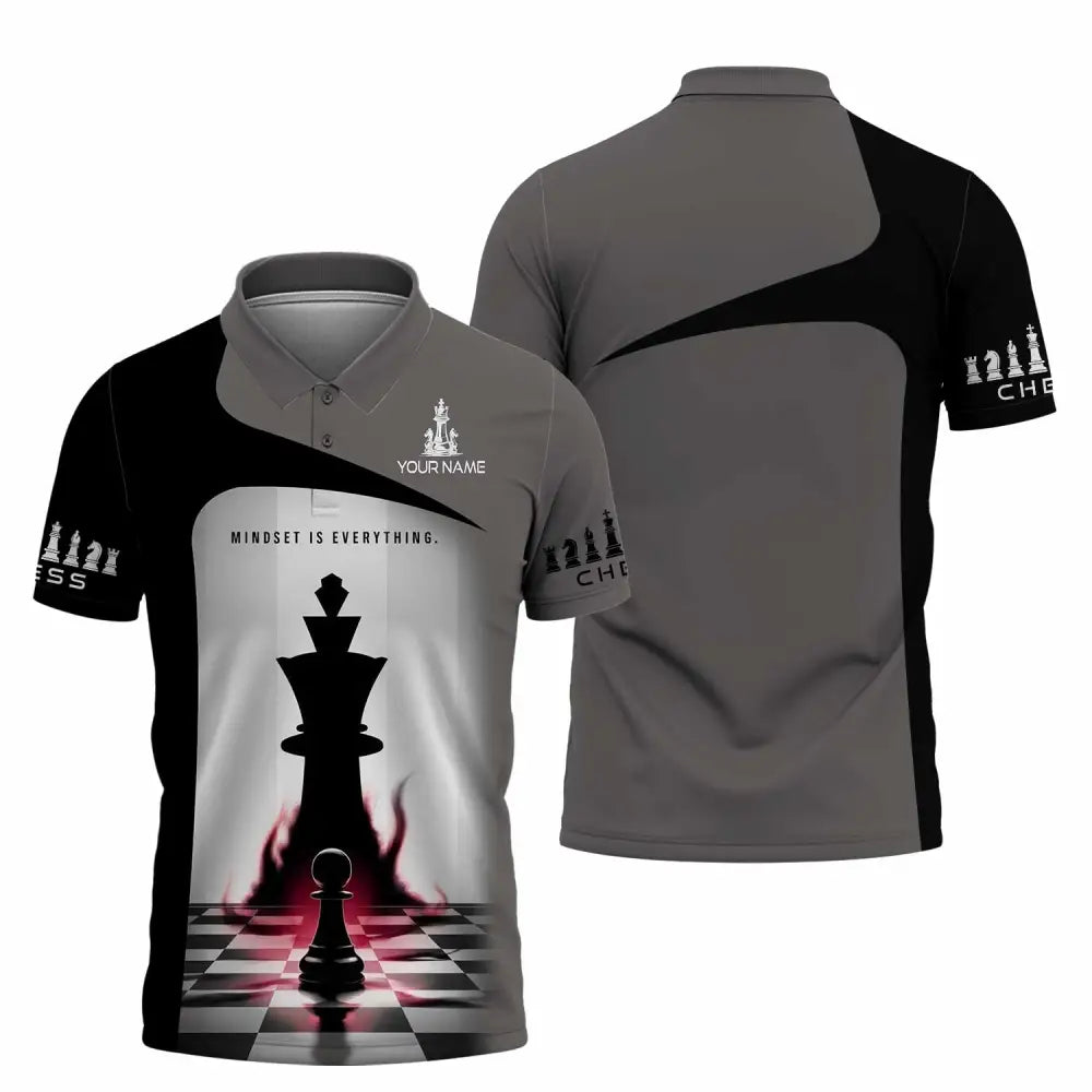 Unisex Shirt - Custom Text Chess Player Shirt Mindset Is Everything Polo Shirt / S T-shirt