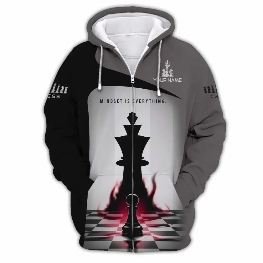 Unisex Shirt - Custom Text Chess Player Shirt Mindset Is Everything Zipper Hoodie / S T-shirt