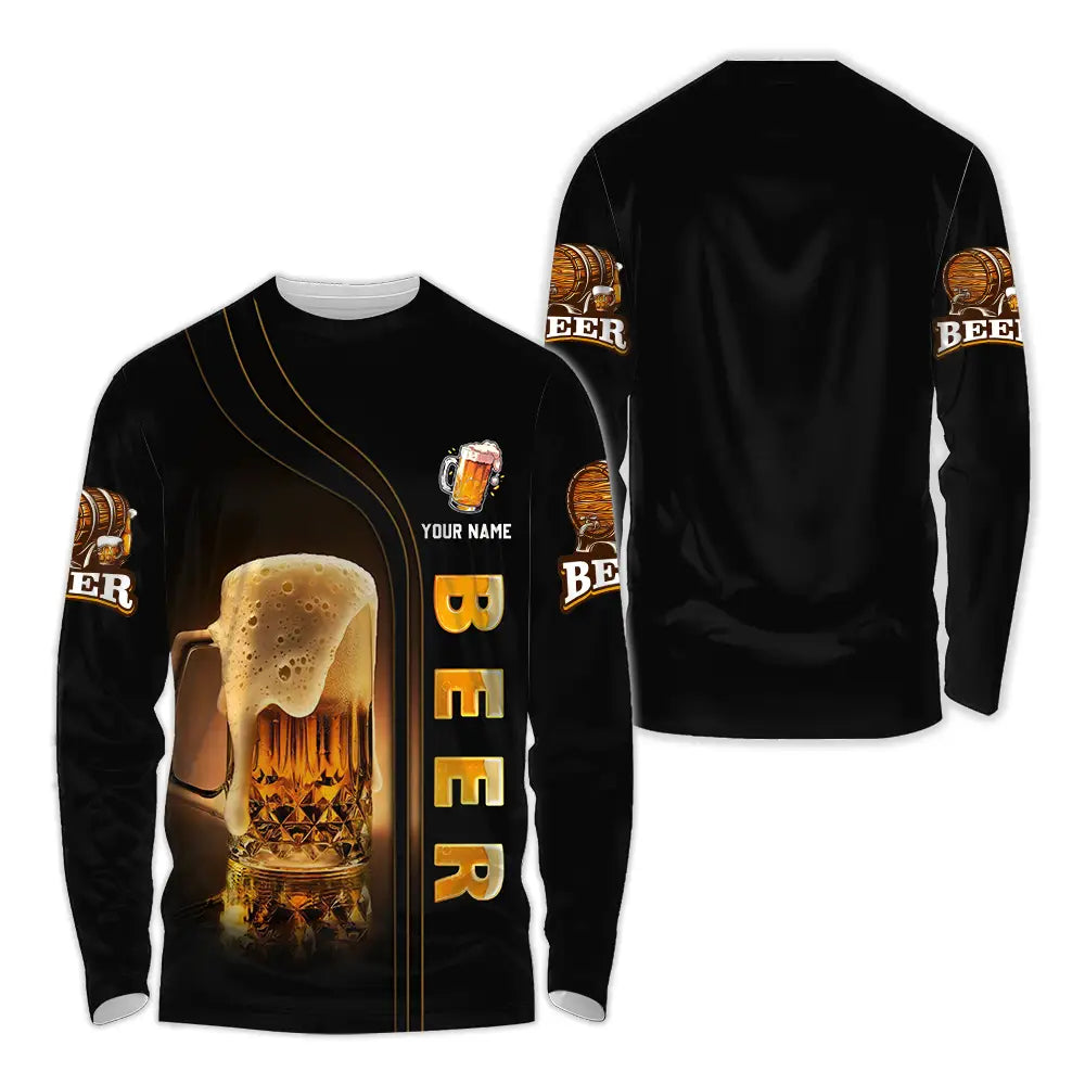 Unisex Shirt - Custom Text Shirt Chill With Beer Long Sleeve Shirt / S T-shirt