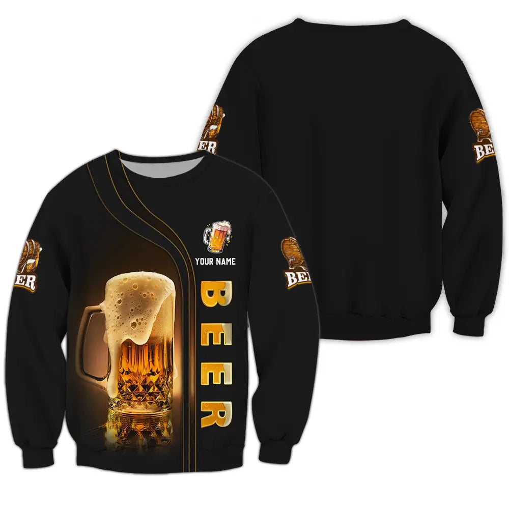 Unisex Shirt - Custom Text Shirt Chill With Beer Long Sleeve / S T-shirt